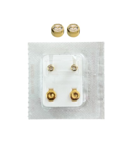 Studex Oval Children's Gold Tone Earrings with White Stones, 3.95 mm