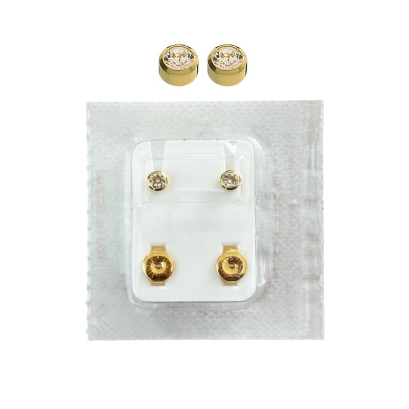 Studex Oval Children's Gold Tone Earrings with White Stones, 3.95 mm Studex Oval Children's Gold Tone Earrings with White Stones, 3.95 mm