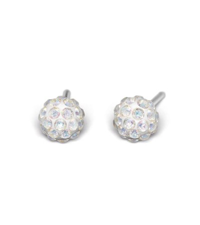 Studex silver fireball earrings  with white color stones, 4.5mm, 7522-0315
