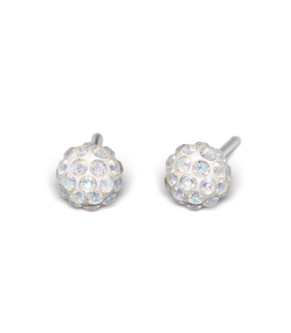 Studex silver fireball earrings  with white color stones, 4.5mm, 7522-0315