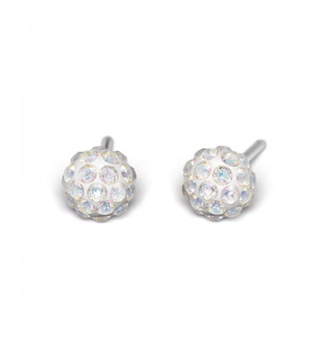 Studex silver fireball earrings  with white color stones, 4.5mm, 7522-0315