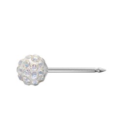 Studex silver fireball earrings  with white color stones, 4.5mm, 7522-0315