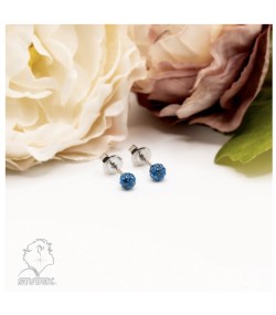 Studex silver fireball earrings with Aquamarin, 4.5mm, 7522-0303