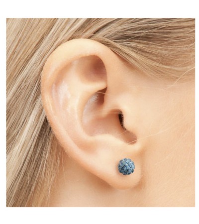 Studex silver fireball earrings with Aquamarin, 4.5mm, 7522-0303