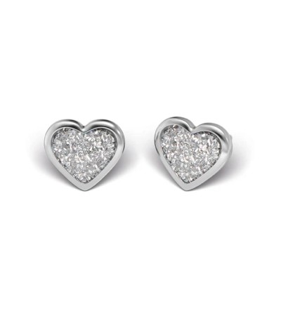 Studex Silver Heart Glitter white earrings, 5mm, 7524-3564