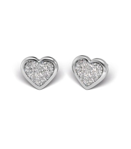 Studex Silver Heart Glitter white earrings, 5mm, 7524-3564
