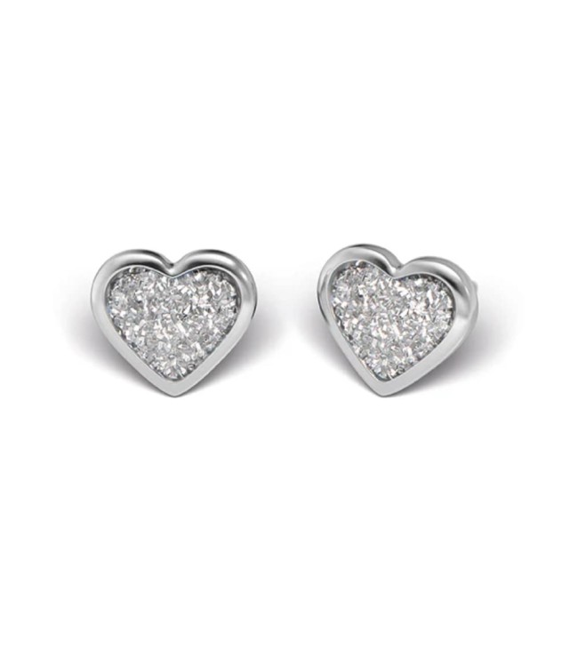 Studex Silver Heart Glitter white earrings, 5mm, 7524-3564