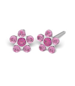 Studex silver Light Rose Fuchsia Flower Earrings, 5mm 7512-6023