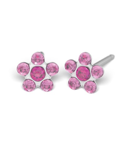 Studex silver Light Rose Fuchsia Flower Earrings, 5mm 7512-6023