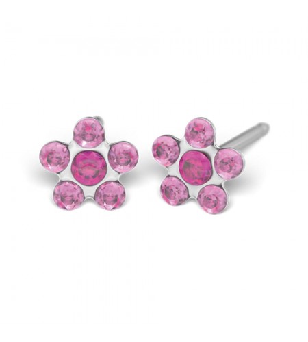 Studex silver Light Rose Fuchsia Fl ...