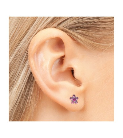 Studex silver Light Rose Fuchsia Flower Earrings, 5mm 7512-6023