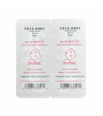 Studex silver (steel) 4mm Star Earrings 7512-0501
