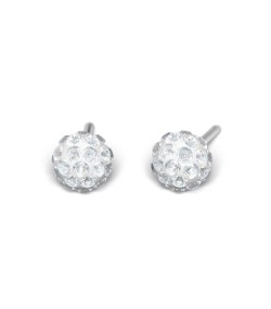 Studex Silver (Steel) Snowball (Fireball) Earrings with Cubic Zirconia, 4.5mm, 7522-0304