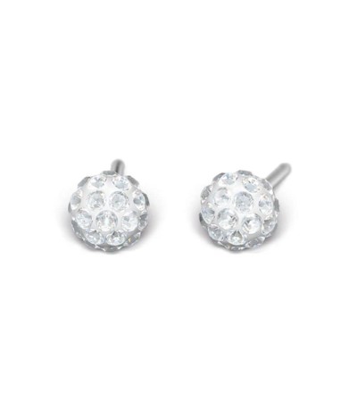 Studex Silver (Steel) Snowball (Fireball) Earrings with Cubic Zirconia, 4.5mm, 7522-0304