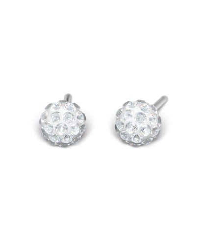 Studex Silver (Steel) Snowball (Fireball) Earrings with Cubic Zirconia, 4.5mm, 7522-0304