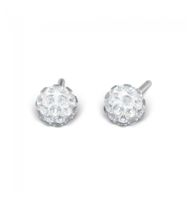 Studex Silver (Steel) Snowball (Fireball) Earrings with Cubic Zirconia, 4.5mm, 7522-0304