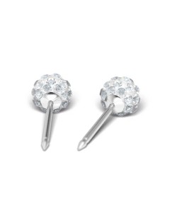 Studex Silver (Steel) Snowball (Fireball) Earrings with Cubic Zirconia, 4.5mm, 7522-0304