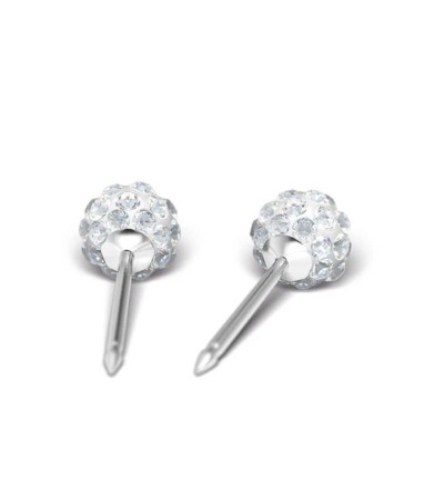 Studex Silver (Steel) Snowball (Fireball) Earrings with Cubic Zirconia, 4.5mm, 7522-0304