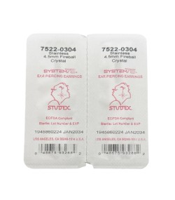 Studex Silver (Steel) Snowball (Fireball) Earrings with Cubic Zirconia, 4.5mm, 7522-0304