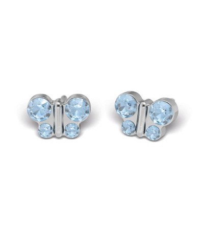 Studex steel Butterfly Mar Aquamarine Earrings, 8mm 7524-2003