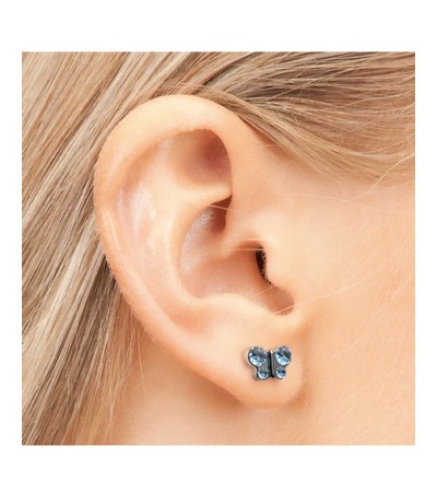 Studex steel Butterfly Mar Aquamarine Earrings, 8mm 7524-2003