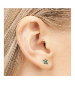 Studex steel flower with August peridot & May emerald Earrings, 5mm, 7512-6085