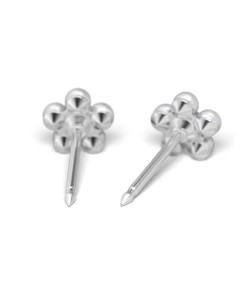 Studex steel flower with Cubic zircon & Pearl white Earrings, 5mm, 7512-6301
