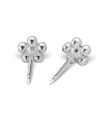 Studex steel flower with Cubic zircon & Pearl white Earrings, 5mm, 7512-6301