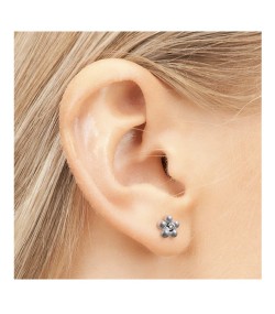 Studex steel flower with Cubic zircon & Pearl white Earrings, 5mm, 7512-6301