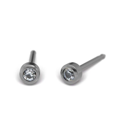 Studex Titanium Earrings with April Crystal Stone, 3mm, 7513-0204