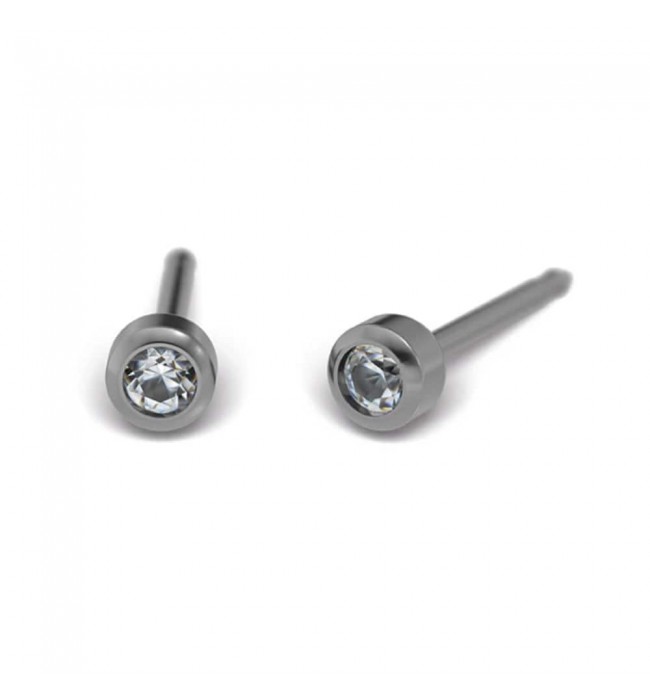Studex Titanium Earrings with April Crystal Stone, 3mm, 7513-0204