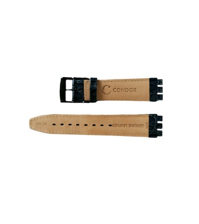 Swatch special dark blue strap of artificial lizard leather with stitch plastic clasp 17mm