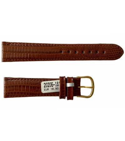Teju Lizard leather strap for watches in brown 18 mm gold tone buckle