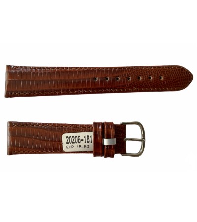 Teju Lizard leather strap for watches in brown 18 mm silver tone buckle