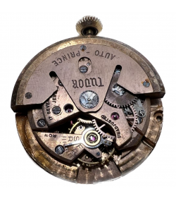 Tudor Oyster Prince caliber 390 automatic movement with dial and gold tone hands for repair or parts