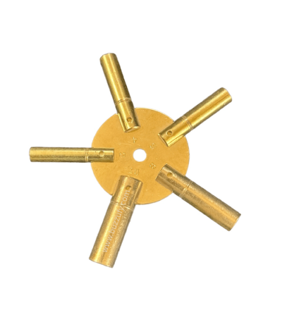 Universal brass key for clocks 5 different sizes 2-4-6-8-10