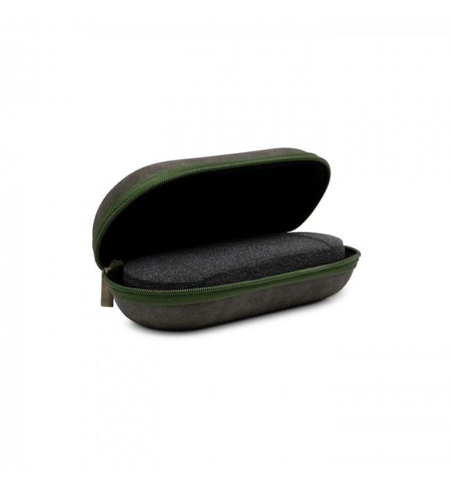 Watch Box hard case, vintage design leather imitation, gray/khaki green