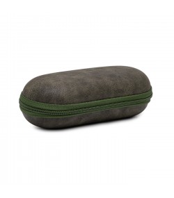 Watch Box hard case, vintage design leather imitation, gray/khaki green