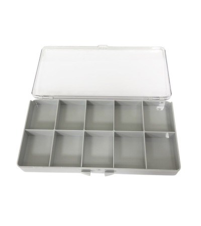 Watch box with 10 compartments for watch parts or beads