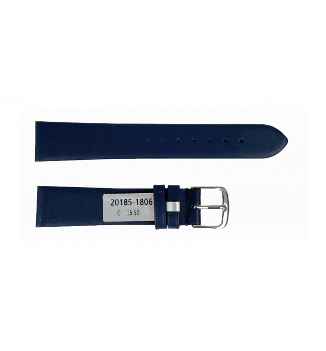 Waterproof dark blue leather watch strap 18 mm