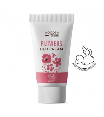 Organic Certified Deo Cream, Flowers,  40 ml, Wooden Spoon