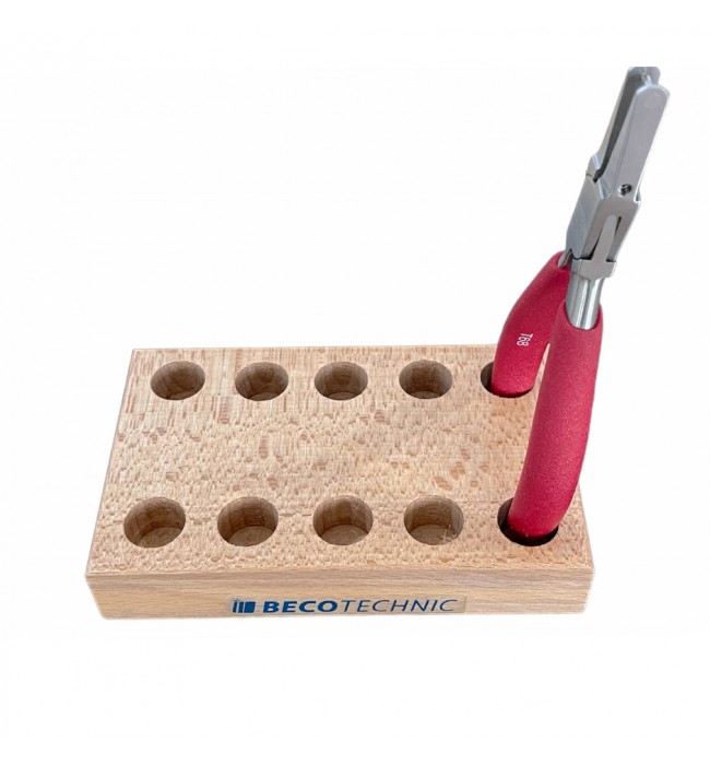 Wooden stand for 5 pliers for watchmakers and jewellers