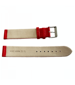XL red watch leather strap with silver tone buckle 20mm