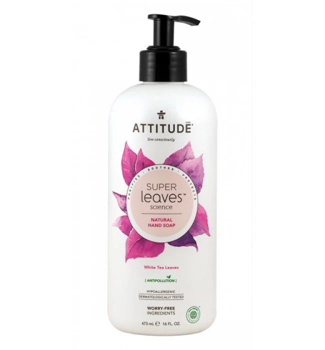 Liquid Hand Soap, White tea Leaves, Super leaves, ATTITUDE
