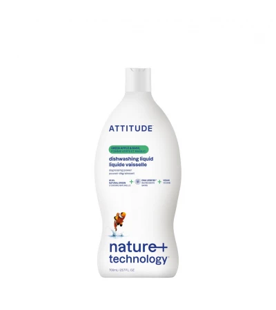 Washing Up Liquid, Green Apple and Basil, ATTITUDE