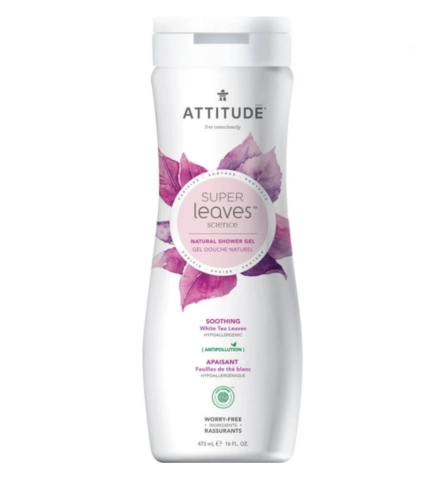 Moisturizing Shower Gel, White tea leaves, Super leaves, ATTITUDE