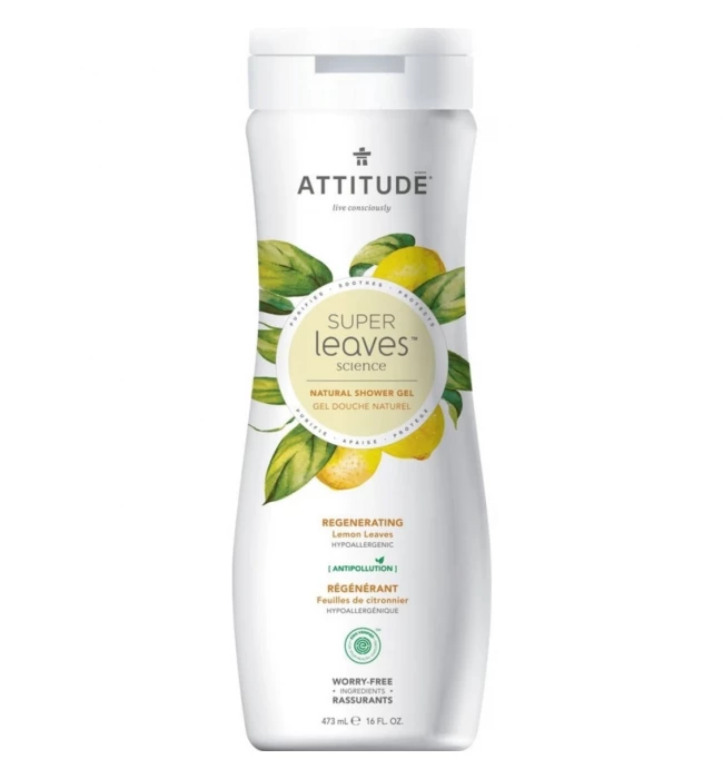 Refreshing Shower Gel with Lemon Leaves, Super Leaves, ATTITUDE