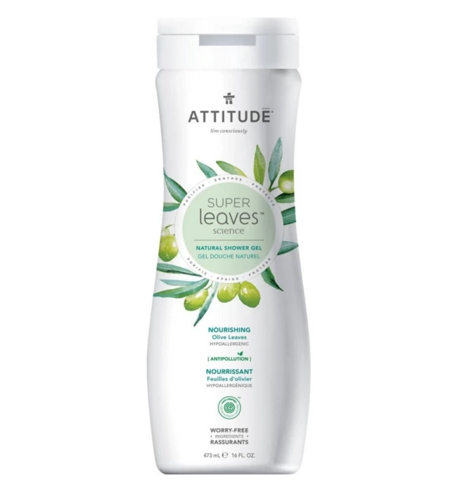 Soothing Shower Gel, Olive Leaves, Super leaves, ATTITUDE