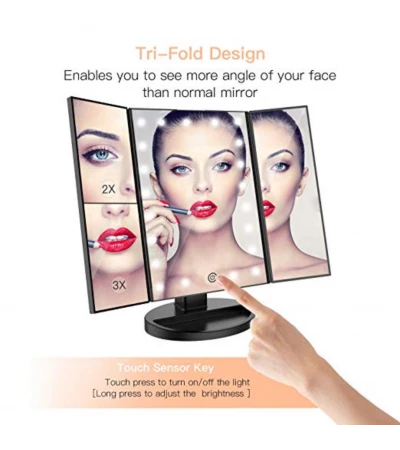 Cosmetic Makeup Mirror, LED Lights, Black - Bestope