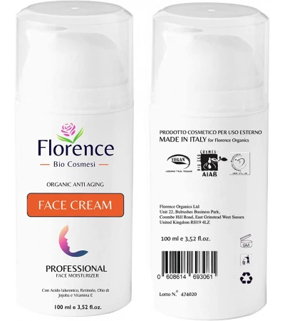 Organic Anti Aging face cream with Hyaluronic Acid Florence Organics 100 ml.